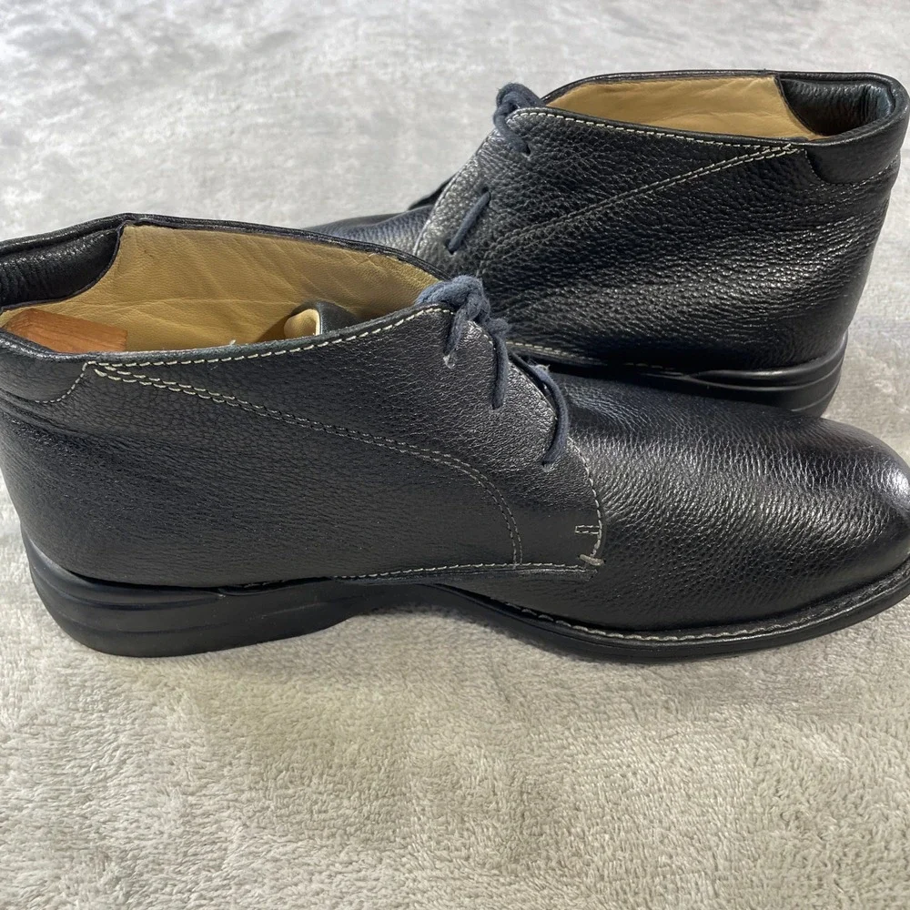 Johnston Murphy  Chukka Boots Mens 10.5 Black Pebbled Sheepskin Leather Office